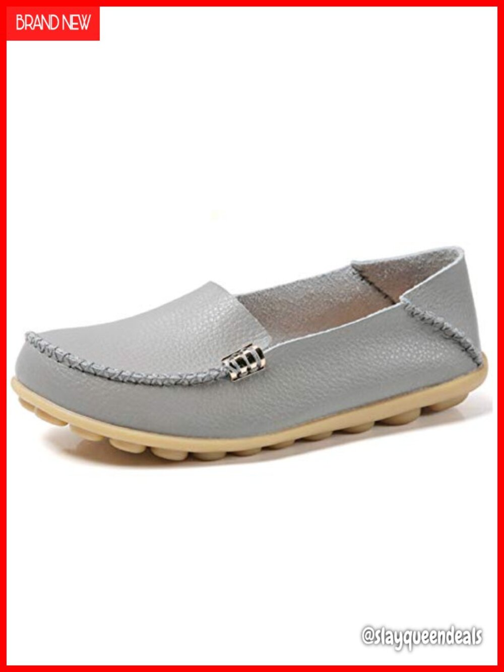 Lightweight Leather Slip-On Loafers with Metal Bit, Comfort Walking Flats